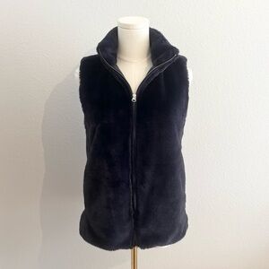 J.Crew Factory Faux Fur Navy Blue Vest Size XS